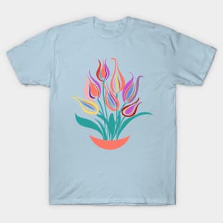 Tulips Colorful Flowers bouquet Modern Art T-Shirt